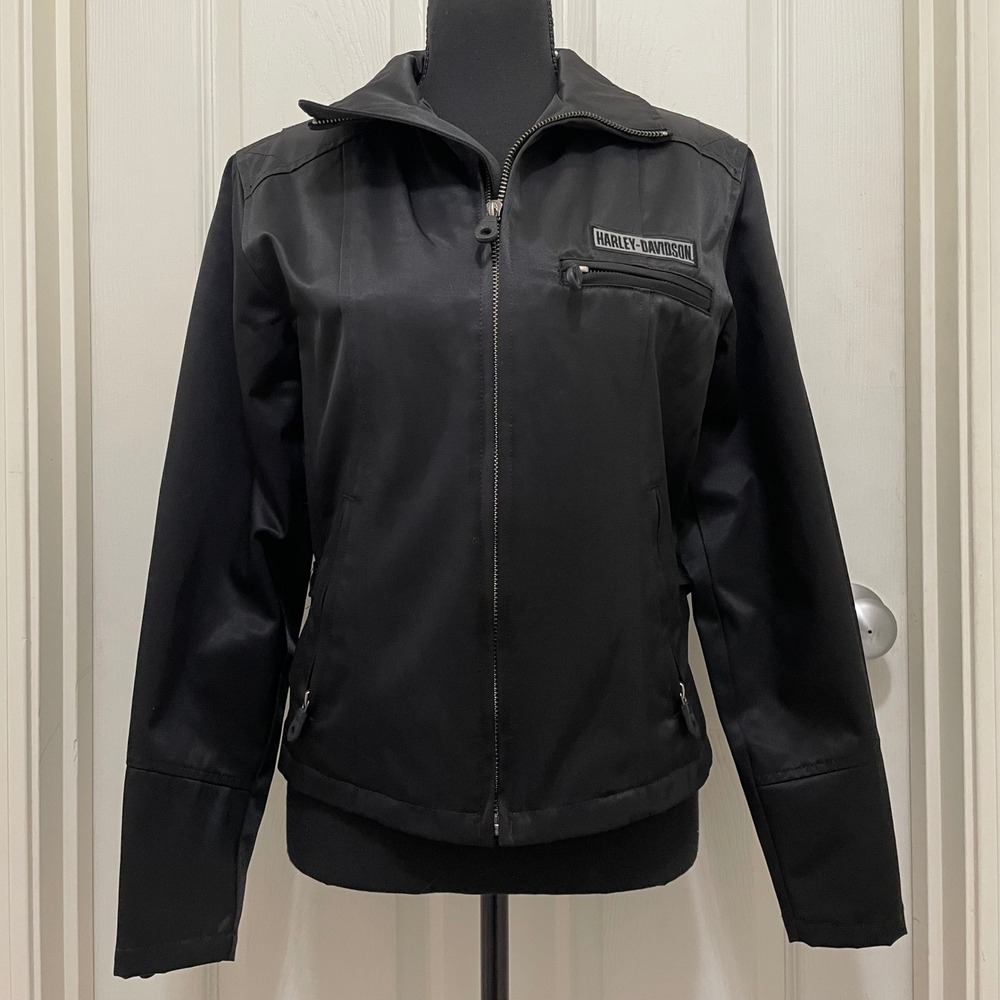 Harley Davidson Moto Riding Jacket Black Logo Patch Biker Lightweight Durable XS